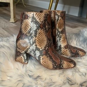 Chinese Laundry Chunk Heel Snake booties